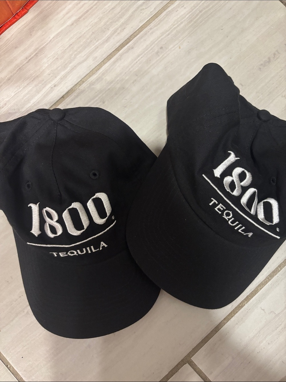 1800 Tequila Two Embroidered Black Baseball Caps